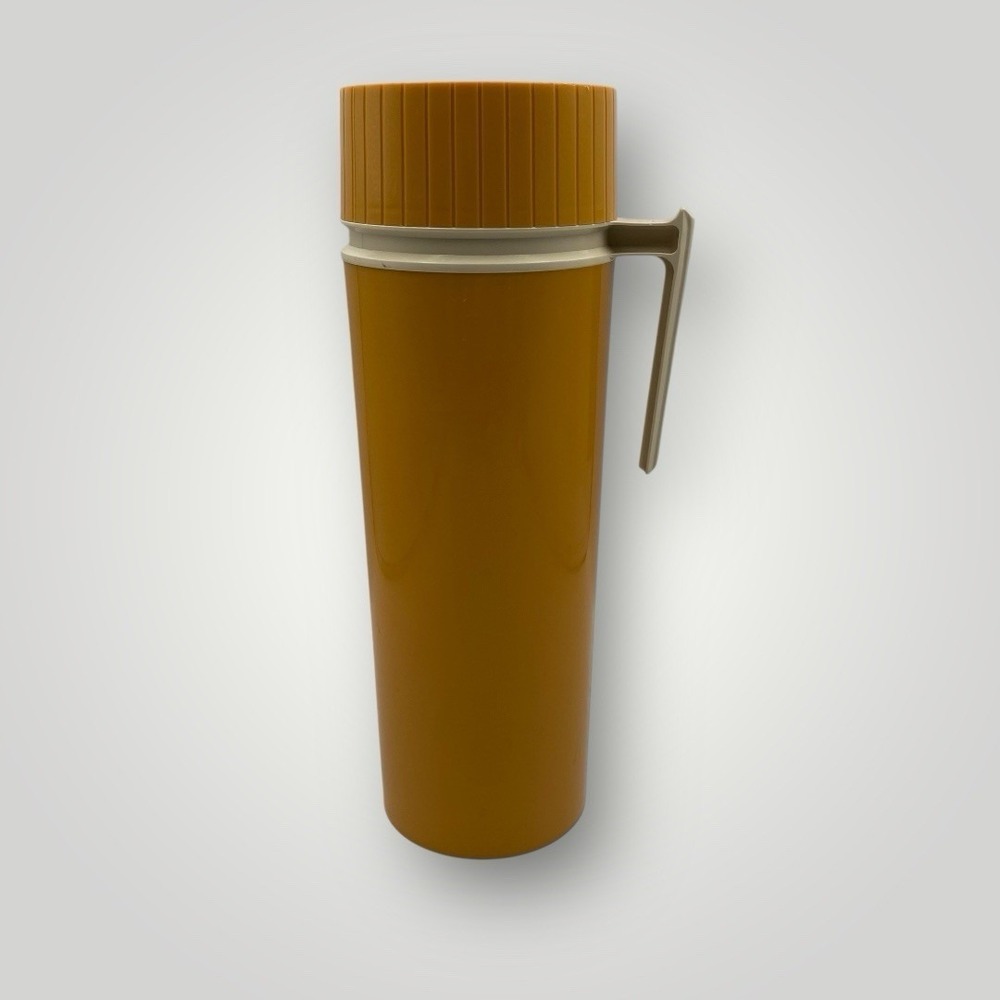 Vintage Thermos King Seeley‎ Glass Lined Vacuum Bottle, Harvest Gold
